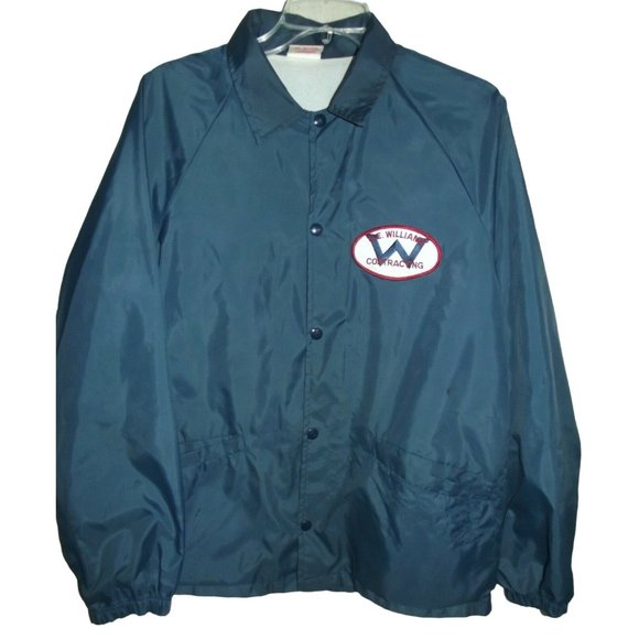 Vintage Mens Cardinal G.E Williams Contracting Sz Medium Blue Windbreaker Jacket - Picture 1 of 12